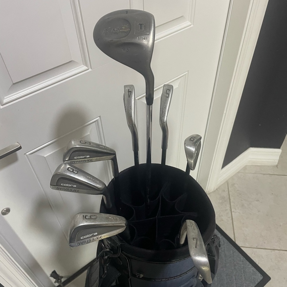 Mens Golf Set Cobra Baffler irons graphite shafts and Titanium Driver